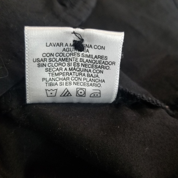 BLACK Button Front Short Sleeve Cotton Lightweight Ruffle Neck Blouse Size Lg - Picture 7 of 7